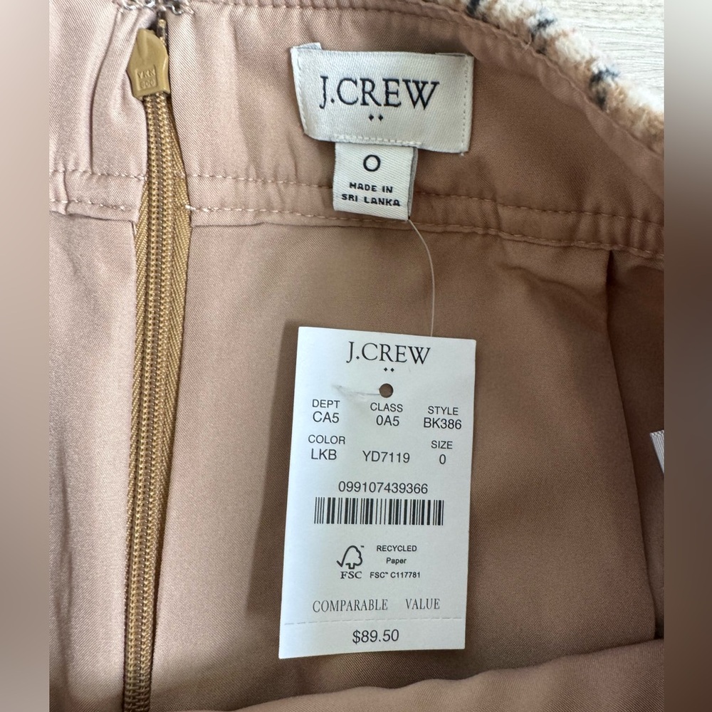 NWT J. Crew Plaid Women's Mini Skirt in Tan, Red, black checks Size 0 Fair Trade - Picture 2 of 9